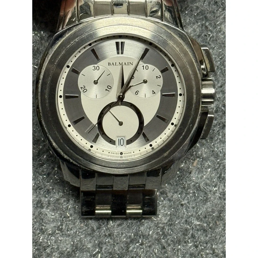 Balmain Watch Madrigal Chronograph Quartz Mens Silver Dial 44mm 5341